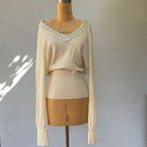 Elegant Cream Sweater with Sequin Detail